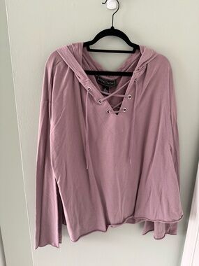 Polly & Esther Dusty Mauve Lace-Up Hoodie